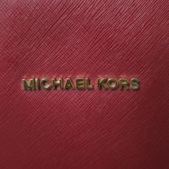 Michael Kors Purse jet set travel large chain tote shoulder bag red MK - Picture 4 of 13